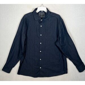 Charles Tyrwhitt Denim Chambray Shirt Mens XL Navy Blue Button Up Long Sleeve